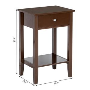 Comodino e Tavolino da Caffè 2-in-1 in Legno Massello Moderno e Lussuoso con Cassetto - Product Image 3