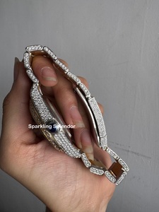 นาฬิกาข้อมือผู้ชายแบบอัตโนมัติ สองสี ประดับเพชรโมอิสซาไนต์ หน้าปัดกระจก 20 มม. ตัวเลขโรมัน ประดับเพชรเต็มเรือน สไตล์ฮิปฮอป - Product Image 5