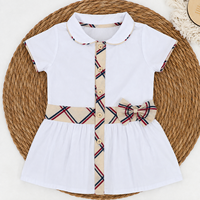 Robe élégante pour filles Jiefute, nouvelle collection été, style preppy, ceinture contrastée à carreaux avec nœud, vêtements formels pour l'école, boutique pour enfants