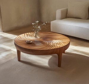 Modern Nordic Creative Solid Wood Japanese Style Tea <b>Table</b> Retro Home Log Annual Ring for <b>Small</b> Living Room <b>Round</b> Pattern - Product Image 6