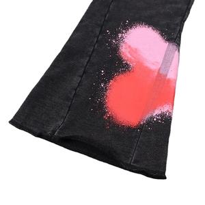 กางเกงขายาวสีดำแนววินเทจของผู้ชายกางเกงผ้าฝ้ายฟอกสีคุณภาพสูงสำหรับผู้ชายกางเกงลายทางแบบตรงโค้ง - Product Image 3