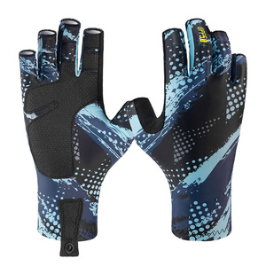 Fingerless Custom Leather UV Protection Fishing <b>Gloves</b> Reflective Printing Breathable Mesh Non-Slip Hook Loop Closure Unisex All - Product Image 6