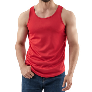 Diseño de Moda 2026: Camiseta sin Mangas Roja para Hombre, Cuello Redondo, Tejida, Color Sólido, Estilo Casual - Product Image 1
