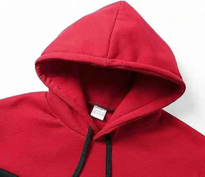 Sudadera con Capucha para Hombre, Diseño Color Block, Corte Regular, Informal, con Bolsillo, Rojo y Negro, Poliéster y Algodón, Felpa Francesa, Ropa de Otoño 2026 - Product Image 3