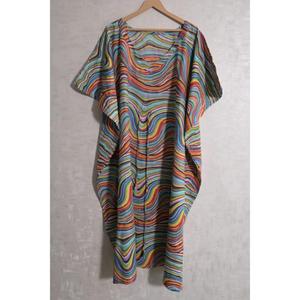 Vestido Maxi Kaftan de Algodón 100% con Estampado Floral, Estilo Boho, para Playa, Corte Regular, Casual, Ecológico, con Cintura Natural - Product Image 2