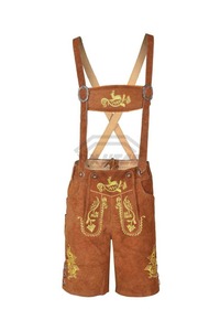 Pantalones Cortos de Cuero Genuino Bávaro Trachten Lederhosen de Cintura Media, Calidad Premium, Traje de Oktoberfest, Pantalones Cortos Bordados - Product Image 6