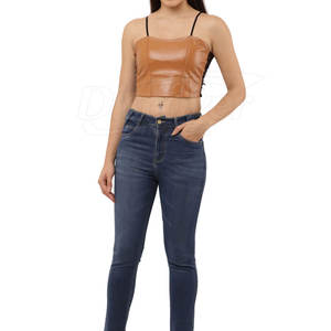 Top Corto de Cuero de Alta Calidad para Mujer, Top Corto de Cuero de Manga Larga, Estilo Único - Product Image 3