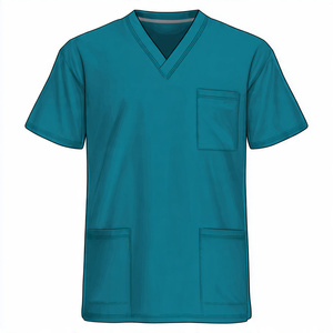 High Quality Hospital <b>Scrub</b> Top Customized Color Knitted Breathable Comfortable <b>Scrubs</b> Shirts with Customized Logo Printing - Product Image 4