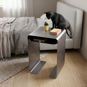 Sleek All-Metal <b>Side</b> <b>Table</b> Industrial Steel End <b>Table</b> Minimalist Bedside <b>Sofa</b> Stand Contemporary Accent Furniture - Product Image 2