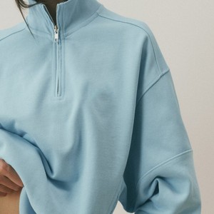Nueva Llegada: Sudadera Oversize Personalizada para Mujer con Media Cremallera, de Algodón y Forro Polar, Hombros Caídos, Sudadera de Alta Calidad para Mujer - Product Image 4