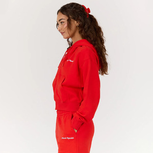 Sweat-shirt à capuche court zippé en molleton doux pour femme, manches longues, décontracté, streetwear, gym, élégant, tendance - Product Image 3