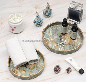 Artisan Craft Premium Esmalte Diseño MDF Bandeja redonda Juego de 2 piezas Técnica pulida - Product Image 2