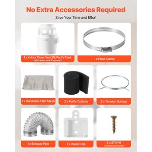 Kit di Ventilazione per Asciugatrice da Interno 3 in 1 di Qualità Premium, Tubo di Scarico Estensibile da 4 Pollici e 5 Piedi con Secchio, Attrezzatura per Asciugatura - Product Image 5