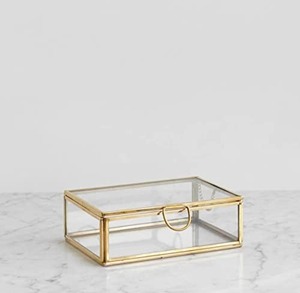 Elegante Caja de Joyería Rectangular de Latón y Vidrio con Marco Dorado y Tapa Transparente para Almacenamiento y Exhibición, Organizador de Joyas, Caja de Vidrio - Product Image 2