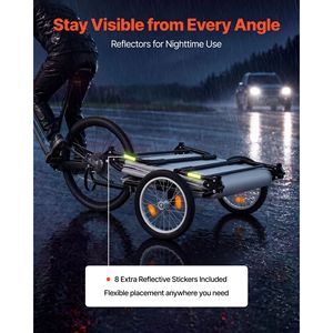 Rimorchio per Bicicletta con Tenda, Carico Statico 300 Libbre, Carrello Pieghevole per Bicicletta, Ruote da 16 Pollici, Rivestimento PU2000, Telaio in Acciaio al Carbonio - Product Image 5