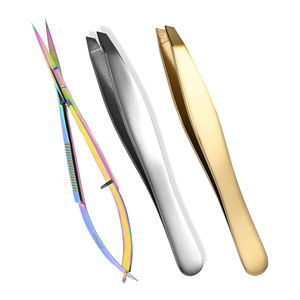 <b>Top</b> Quality Tweezers Set Slant Pointed Stainless Steel Eyebrow Plucking Tweezer Scissors Set - Product Image 1