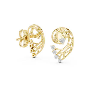 ต่างหูทองคำ 14K ประดับเพชรที่เพาะเลี้ยงในห้องปฏิบัติการ |   ชุบทอง |   ชุดแต่งงานและชุดใส่ประจำวัน |   เพชรที่เพิ่งเพาะเลี้ยง - Product Image 4