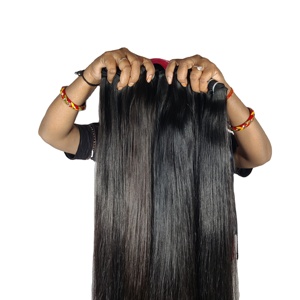 Extensions de cheveux indiens Remy vierges bruts à 100 %, double trame machine, lots de mèches ondulées, noir naturel, sans traitement chimique - Product Image 1