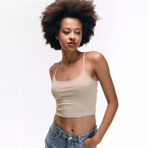 Womens 100% Cotton Fitted Camisole Crop <b>Top</b> Going Out Clubwear Night Out <b>Top</b> Women Tank <b>Top</b> Custom Logo Wholesale Private Label - Product Image 1