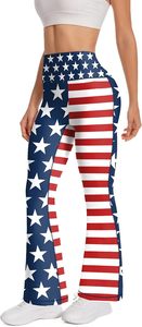 <b>Women's</b> USA Flag Printed <b>Flared</b> Yoga <b>Leggings</b> High Rise Bootcut Workout Pants - Product Image 4