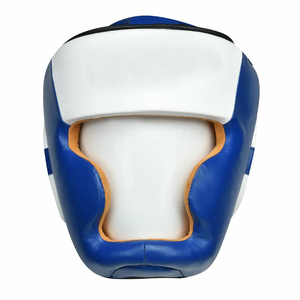 High Quality PU Synthetic Leather Boxing Head Guard Impact Resistant Half Face Black Custom Logo Printed Woven Label Double - Product Image 2