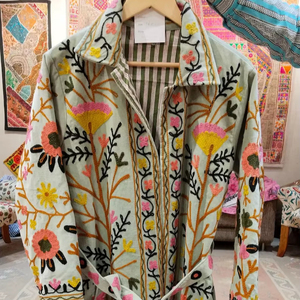 Manufacturer Wholesale Cotton Velvet Maxi Kimono Robe <b>Jacket</b> Reversible Coat Cardigan Bride Suzani Velvet Winter Embroidery - Product Image 1