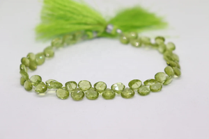 Vente en gros 5-6mm pierre naturelle péridot facettes perles en forme de coeur avec coupe latérale 8 pouces de long - Product Image 3