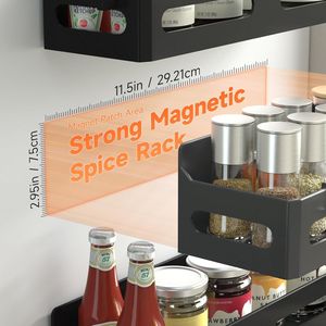 Set di 4 Portaspezie Magnetici Robusti per Frigorifero, Organizzatore Multiuso con 4 Ganci per Cucina e Bagno - Product Image 4