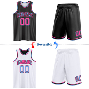 Ensemble d'uniformes de basketball réversibles par sublimation, personnalisables avec le nom de l'équipe, en polyester respirant, maillot et short de basketball légers pour adultes - Product Image 2