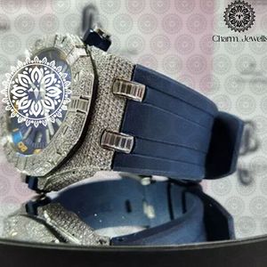 Charm Jewells Montre de luxe en acier inoxydable pour hommes, cadran de 40 mm, verre cristal, bracelet en acier inoxydable, mouvement mécanique, date automatique - Product Image 2
