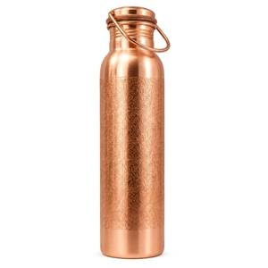 Bouteille d'eau en cuivre pur martelé, finition brillante de qualité supérieure |   Récipient métallique ayurvédique anti-fuite pour le yoga, le fitness et les sports – Vente en gros - Product Image 5