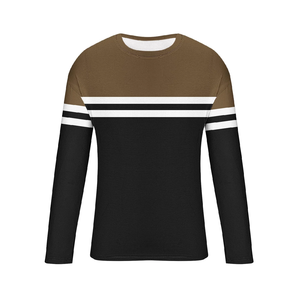 Camisetas de Manga Larga con Cuello Redondo para Hombre, Tallas Grandes, Diseño Personalizado, Corte Ajustado, Rayas, Estilo Casual, Directamente de Fábrica, de BD - Product Image 5