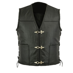 Thermal Lined <b>Mens</b> <b>Leather</b> <b>Vest</b> Heavy Weight Real <b>Leather</b> Winter Biker Waistcoat Casual Outerwear Exporter Supply - Product Image 1