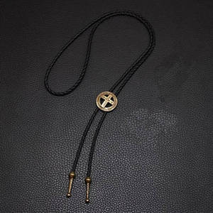 Cravate Bolo Rétro en Alliage avec Pendentif – Cravate de Cowboy Ajustable en Cuir Véritable pour Hommes et Garçons - Product Image 4