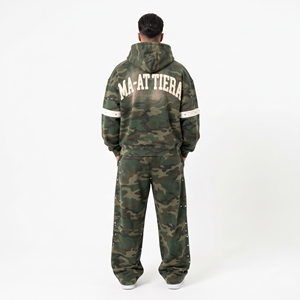Ensemble de survêtement camouflage pour homme, sweat à capuche zippé et pantalon de jogging ample, streetwear personnalisé, ensemble sportswear deux pièces - Product Image 4