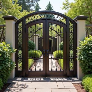 Custom Steel Gates for Luxury Villa, Decorative Wrought <b>Iron</b> Driveway Gate with Heavy Duty Construction and Powder Coated Finish - Product Image 2
