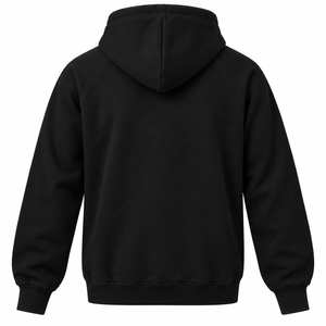 Sweat-shirt à capuche pour homme personnalisé en noir, 100% coton molletonné, style streetwear oversize - Product Image 2