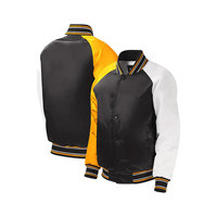 Veste universitaire personnalisée pour homme, veste bomber en satin uni, veste letterman à blocs de couleur, manches blanches et jaunes