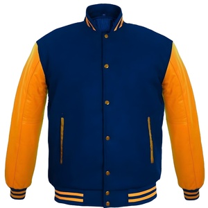 Chaqueta Varsity para Hombre, Mezcla de Lana Melton, Mangas de Cuero, Tela de Lona, Chaqueta Letterman Personalizada al por Mayor - Product Image 1