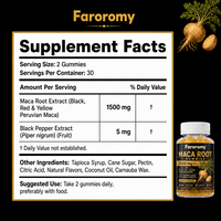 Gummies de Maca OEM 1500mg, Extrait de Maca Péruvienne Noire, Rouge et Jaune, 60 Comprimés, Complément Alimentaire, Vente en Gros