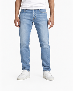 Jeans de Pierna Recta para Hombre, Tallas Grandes, Transpirables, Elásticos, Lavado Medio, Estampados, Casuales, Estilo Urbano, Venta al Por Mayor - Product Image 3