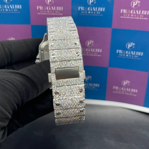 นาฬิกาหรูอัตโนมัติประดับเพชรโมอิสซาไนต์เต็มหน้าปัด ตัวเรือนสี่เหลี่ยม สแตนเลสสตีล แซฟไฟร์ กันน้ำ หน้าปัดสีแดง - Product Image 5