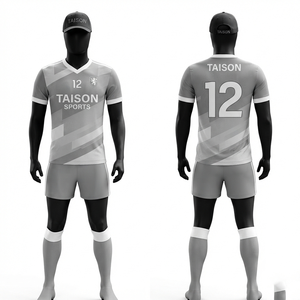 Mens Gaelic <b>Football</b> Uniform 240 GSM Moisture Wicking Polyester Anti-Bacterial Breathable UV Protection Short Sleeve Grey <b>White</b> - Product Image 1
