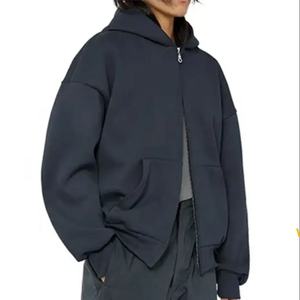 เสื้อฮู้ดดี้โอเวอร์ไซส์สีทองแบบสั่งทำพิเศษ ผ้าฟลีซหนานุ่มสำหรับฤดูหนาว ปักเลื่อม ตกแต่งด้วยการเย็บตะเข็บตัดกัน พิมพ์ลายด้านหน้า - Product Image 2