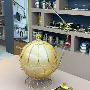 เครื่องอุ่นอาหารบุฟเฟ่ต์พรีเมียมสีทอง พร้อมฐานลายเรขาคณิตหกเหลี่ยมและฝาปิดทรงโค้ง - Product Image 5