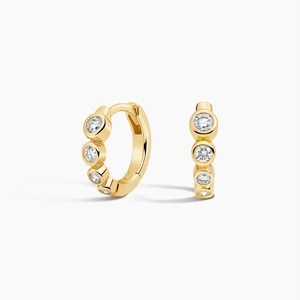 Pendientes de aro con bisagras y diamantes redondos engastados en bisel - Product Image 3