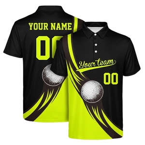 Chemises décontractées pour hommes de haute qualité OEM, manches courtes, boutonnées, longueur normale, séchage rapide, polyester, élasthanne, imprimées, pour le golf - Product Image 4