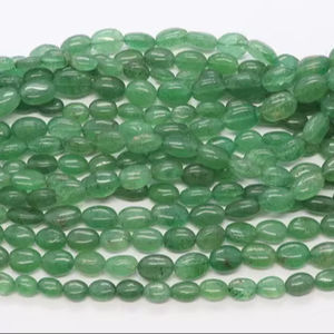 Cuentas de Cuarzo Verde Fresa AAA, Forma Ovalada Lisa, 7x11 MM, Cuentas de Cuarzo Verde Fresa para Fabricación de Joyas, Suministros a Granel, 16 Pulgadas - Product Image 1