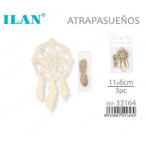 Ilan Dreamcatcher 11x6cm Decorazione da appendere in legno Set da 3 pezzi - Product Image 1