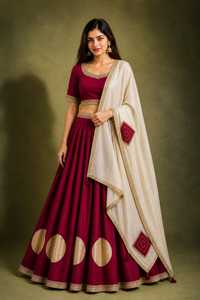 Conjunto de lehenga de algodón Gharchoda Choli premium con trabajo de jari y dupatta de seda suave con parches tradicionales (40 cholis sankar) - Product Image 2
